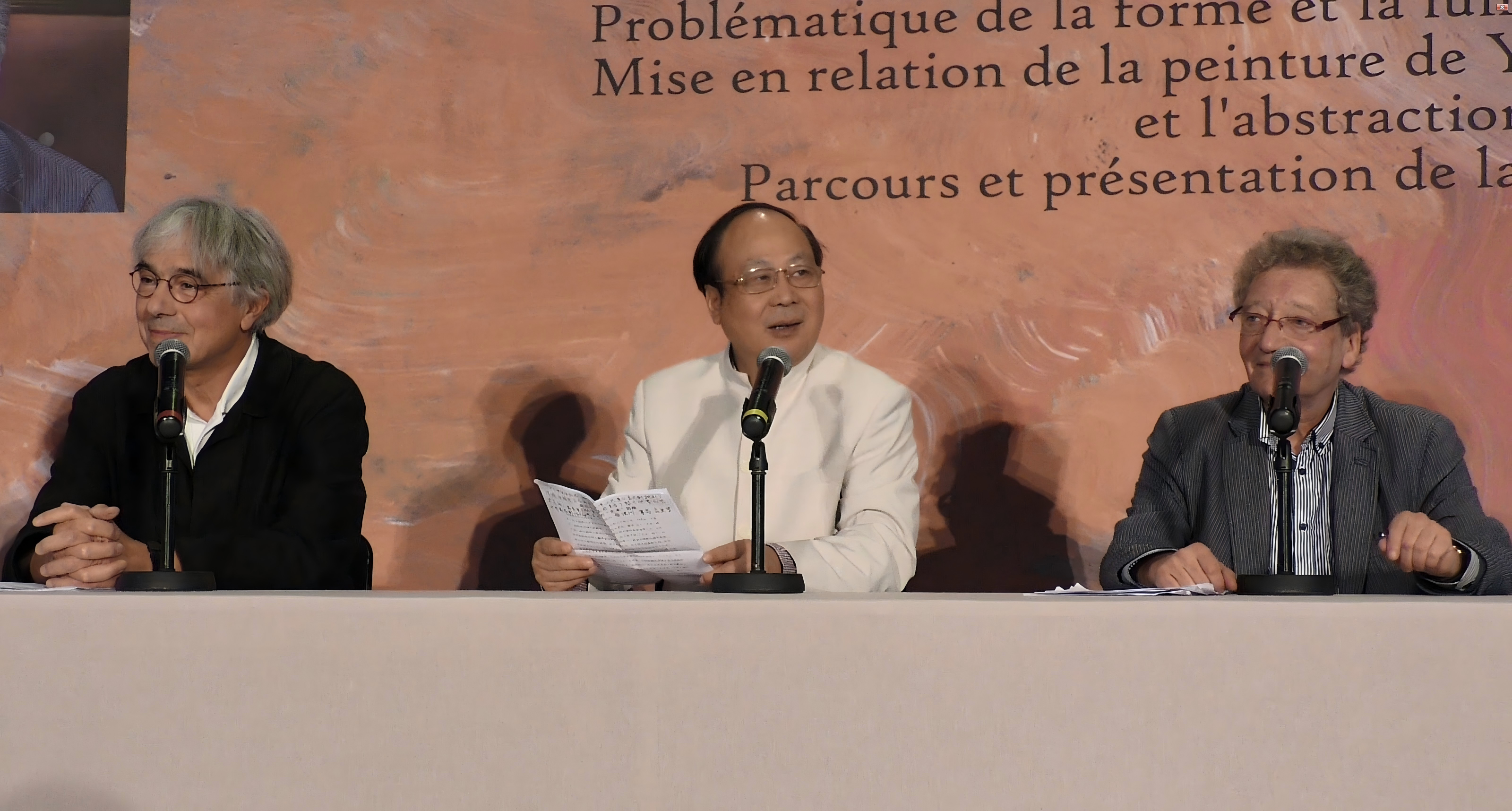 一个画家与两个评论家刘佑局作品研讨会在法国蓬皮杜举行  伊夫·柯布利(右）著名国际艺术评论家、蓬皮杜资深策展人  雷米·艾融（左）法国艺术之家协会主席、著名艺术家的对话(1)